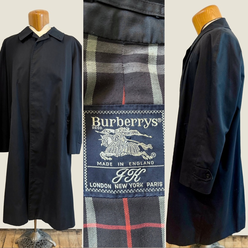 Men's Burberry Navy Trench Coat - Picture 2 of 8